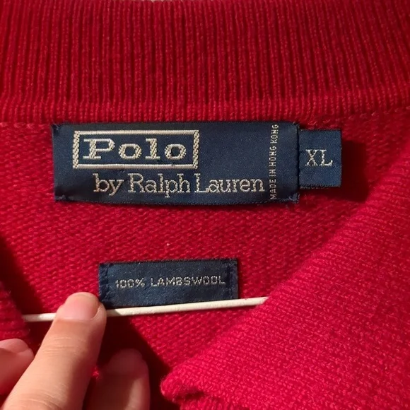 Vintage Vintage Polo Ralph Lauren Lambswool Sweater Polo XL Red - Picture 4 of 6